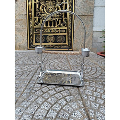 1 cầu đứng size trung (thanh ngang gỗ gạo) (40*30*55) dùng cho các dòng vẹt đứng (chưa bao gồm xích chân)