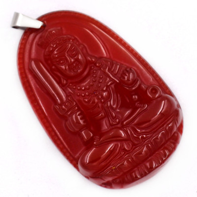 [Tuổi Dậu] Mặt Dây Chuyền Phật Bất Động Minh Vương Đá Mã Não Đỏ Size Nhỏ 3.6cm & Size Lớn 4.5cm- Tặng Kèm Móc Inox - Phong Thủy 868 - May Mắn - Bình An