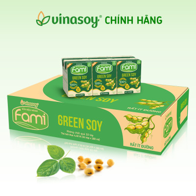 Thùng sữa đậu nành Vinasoy Fami Green soy rất ít đường (**) (36 hộp x 180ml)