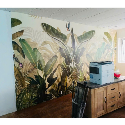 (HCM) Tránh dán tường 3d lá nhiệt đới tropical trang trí phù hợp mọi không gian có sẵn keo