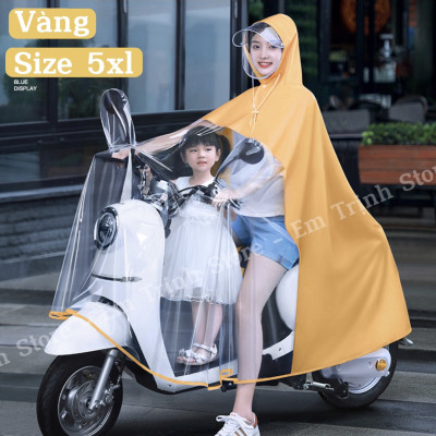 [ Kèm kính chắn] Áo mưa layout trong suốt cho Mẹ và Bé, che phủ toàn thân