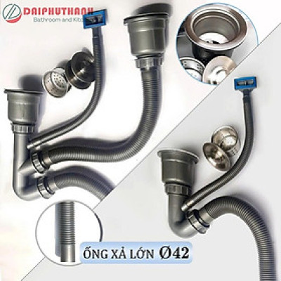 Bộ Xả Chậu Chén Xi Phông Nhựa Ống Thoát Lớn Phi 42 Thoát Nước Nhanh - Loại 1 hộc và 2 hộc, phi 110 thông dụng