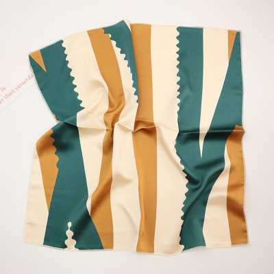 Khăn lụa cổ vuông- Khăn turban thiết kế kẻ sọc mix màu KC05