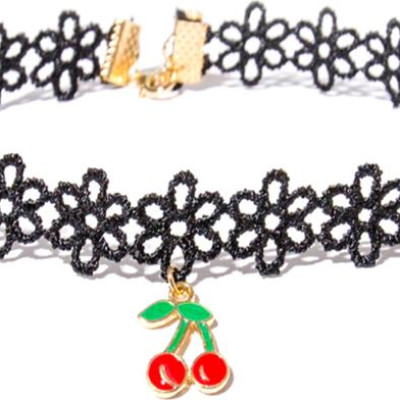 Vòng cổ choker tattoo đính cherry đỏ mẫu hot V50