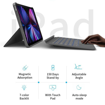 Bao da bàn phím WIWU Combo Touch Keyboard cho iPad A16 Gen 11 2025 , Gen 7/8/9 10.2inch , Gen 10 - Hàng chính hãng