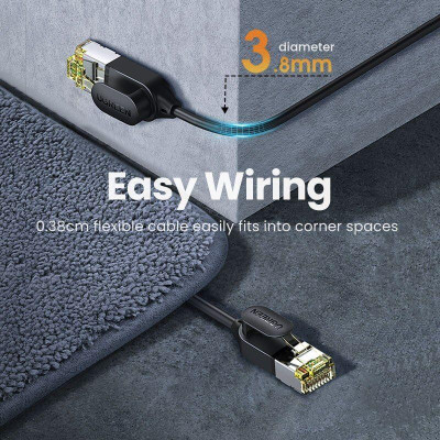 Ugreen UG80414NW149TK 0.5M 10Gbps màu đen cáp mạng CAT7 siêu mỏng nhỏ 0.38mm - HÀNG CHÍNH HÃNG