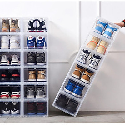 Combo Hộp Đựng Giày Nhựa Cứng Cao Cấp Size Lớn Cửa Nam Châm Lắp Ráp Tiện Lợi 