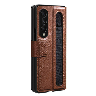 Case bao da leather chống sốc cho Samsung Galaxy Z Fold 3 trang bị ngăn đựng S-Pen hiệu Nillkin Aoge Leather Cover Case (bảo vệ máy cực tốt, chất liệu da thật cao cấp, thiết kế thời trang cá tính) - hàng nhập khẩu