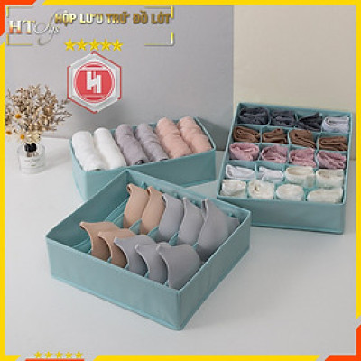 Hộp đựng đồ lót bằng vải HT SYS- Hộp lưu trữ đồ lót gấp gọn 3 trong 1