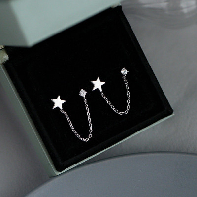 Đôi bông tai dây chuyền ngôi sao đính đá tinh tế điệu đà