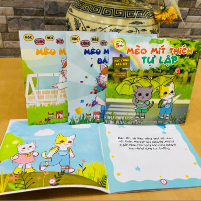 SÁCH RÈN LUYỆN KỸ NĂNG CHO BÉ (3 -10 TUỔI: COMBO 4 TẬP TRUYỆN THIẾU NHI HỌC CÙNG MÈO MÍT