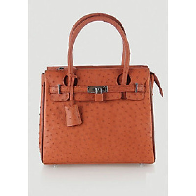 Túi xách da đà điểu Huy Hoàng cao cấp màu nâu đỏ HT6440