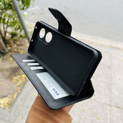 Bao Da Dạng Ví Dành Cho Oppo Reno8 T 5G Chính Hãng Hanman Có Quai Gà, Ngăn đựng thẻ, Ví Tiền, Bảo vệ camera - Hàng Chính hãng