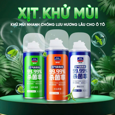 Chai Xịt Khử Mùi Ô Tô Cao Cấp KC 99,98%: Khử Khuẩn Nội Thất, Điều Hòa, Phòng Ngủ Tự Động