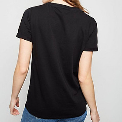 Áo Thun Nữ Trơn Màu Đen Tay Ngắn Cổ Tròn Form Basic Chuẩn Size