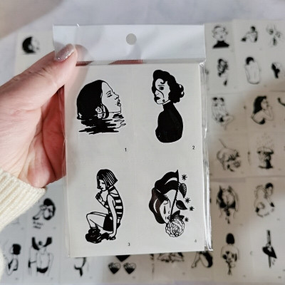 100 tờ hình xăm cô gái tình yêu quyến rũ trắng đen phụ nữ hiện đại unisex Legaxi