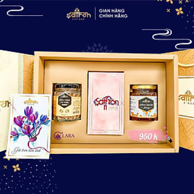 Set quà tặng nhụy hoa nghệ tây Saffron Jahan 1G + Đông trùng hạ thảo + Mật ong Saffron đông trùng hạ thảo