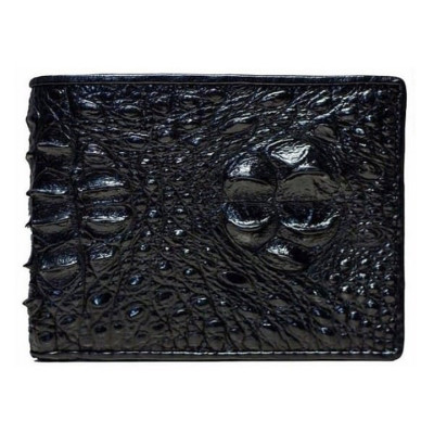 HJ2204 - Bóp nam Huy Hoàng da cá sấu nguyên con màu đen