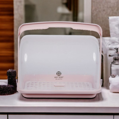 Giỏ Khay đựng đồ có nắp - Khay úp ly có nắp đậy quai xách gọn gàng tiện lợi