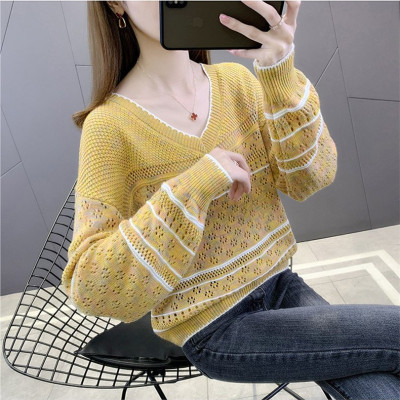 Áo len nữ cổ V trẻ trung, áo len nữ thu đông mới nhất Al51