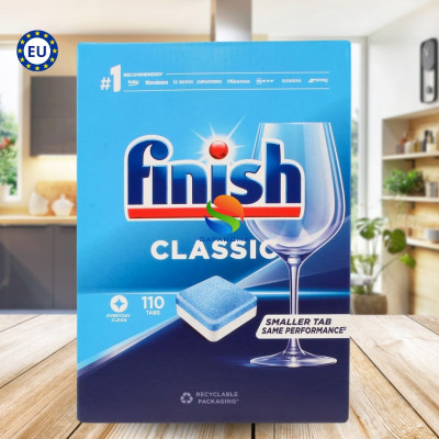 Viên rửa bát Finish Classic 110 viên, viên rửa cao cấp chuyên dùng cho máy rửa bát, nhập khẩu chính hãng