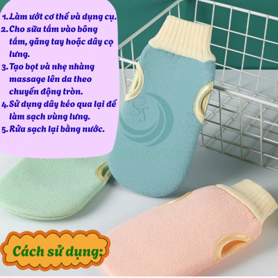 Bộ Tắm Chăm Sóc Da 3 Trong 1 – Cọ Lưng + Găng Tay + Bông Tắm