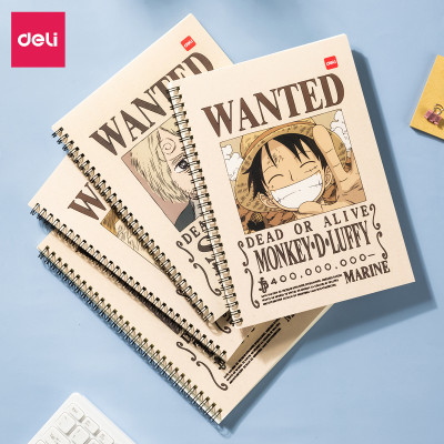 Sổ tay ghi chép gáy xoắn kẻ ngang A5 B5 60 trang hình Vua cướp biển One Piece Deli - Phù hợp học sinh văn phòng - Mẫu ngẫu nhiên - EN004