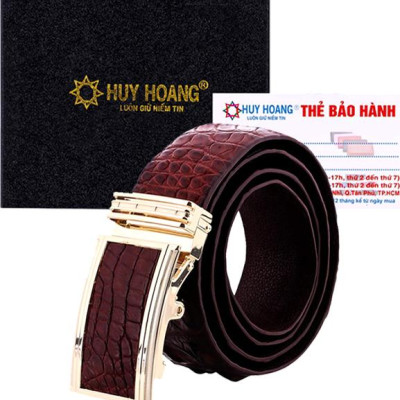Thắt Lưng Nam Da Cá Sấu Gai Đuôi Bản Lớn Huy Hoàng HT4722 - Nâu Đất
