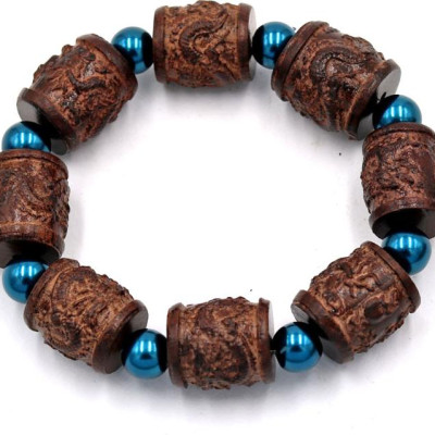 Vòng tay chuỗi hạt trụ rồng gỗ đàn hương TRNT16