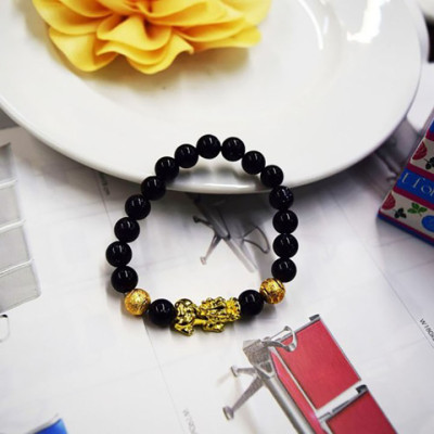 Vòng Tay Tỳ Hưu May Mắn Thạch Anh Đen