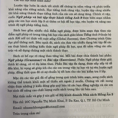 Ngữ pháp và Bài tập thực hành Tiếng Anh 9 ( Biên soạn theo SGK Tiếng Anh- Global Success - KNTT) (HA-MK)