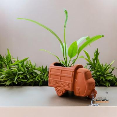 Chậu Gốm Đất Nung Mini Hình CHiếc Xe Lam