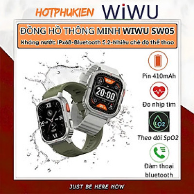 Đồng hồ thông minh smartWatch hiệu WlWU SW05 - Màn hình 2.0 inch HD TF, kháng nước IP68, Đàm thoại bluetooth 5.2,Theo dõi nhịp tim, nồng độ oxy trong máu SpO2, 100+ mặt đồng hồ, nhiều chế độ thể thao - Hàng nhập khẩu