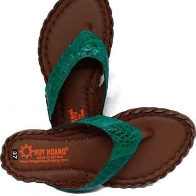 Dép nữ Huy Hoàng da cá sấu màu xanh lá HT7243