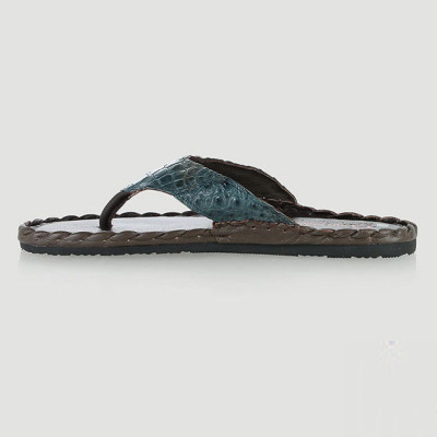 Dép nam Huy Hoàng da cá sấu đan màu xanh dương HT7247