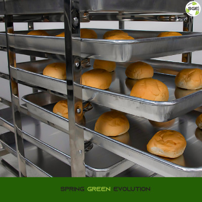 Kệ Inox Khay Bánh/ Xe Hong Bánh SGE  6-10-15-30 tầng khay 46x72cm Chất Liệu Inox, Có Khoá Bánh