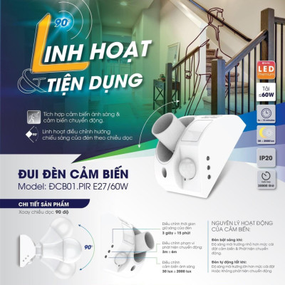 Đui đèn cảm biến chuyển động - ánh sáng Rạng Đông