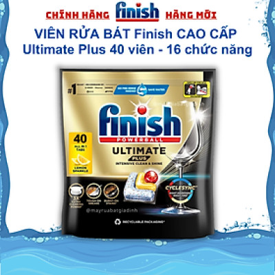 [Mới] Viên rửa chén bát hương chanh Finish Ultimate Plus All in one túi 33 viên - dòng siêu cao cấp