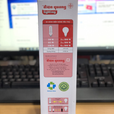 Đèn Compact Điện Quang ĐQ-CFL-4U-F14-50W-DL-E27