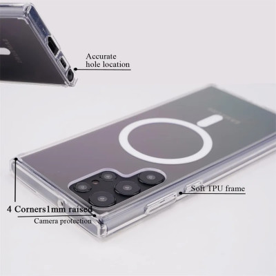 ốp lưng magnetic cho Samsung Galaxy S22 Ultra / S22 Plus / S22 5G hiệu HOTCASE Ultra Crystal Clear - thiết kế trong suốt, chống sốc chống va đập - Hàng nhập khẩu