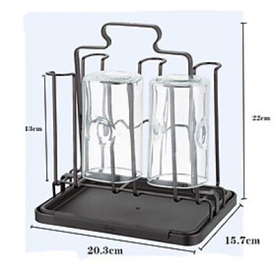 khay úp ly cốc inox có khay hứng nước vuông / tròn màu nâu