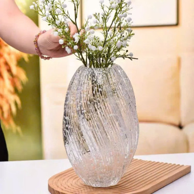 Bình Hoa Xoắn Thủy Tinh Phát Sáng – Decor Trong Suốt Lấp Lánh, Tỏa Sáng Trong Bóng Tối – Trang Trí Nhà Cửa Phong Cách Hiện Đại (16x27cm) - HÀNG CHÍNH HÃNG MINIIN