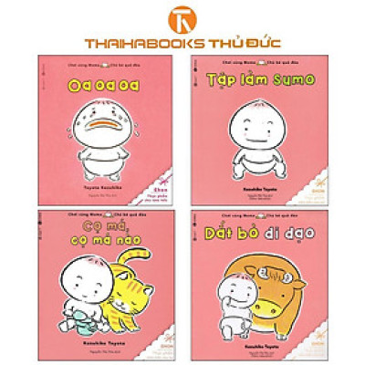 Sách - Chơi Cùng Momo - Chú Bé Quả Đào: Oa Oa Oa + Tập Làm Sumo + Cọ Má Nào + Dắt Bò Đi Dạo - Thái Hà Books