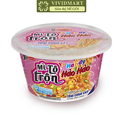 ACECOOK - Mì tô trộn Handy Hảo Hảo hương vị Tôm chua cay, Mì trộn tôm chua cay Handy Hảo Hảo tô (93g/tô)