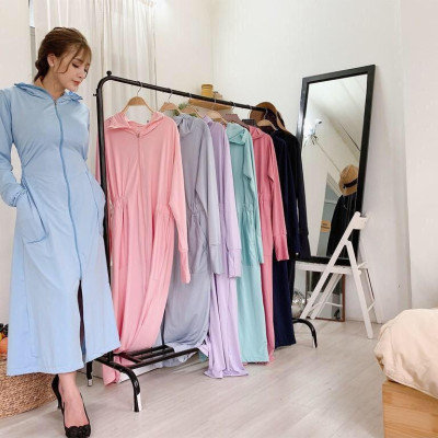 Áo chống nắng thông hơi chất kim cương,  áo chống nắng toàn thân thun lạnh - Xanh nhạt