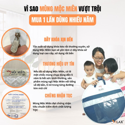 Màn Chụp , Mùng Chụp Cao Cấp Mộc Miên Đỉnh Vuông - Kích Thước 1,8mx2m- 1 cửa ( video , hình thật )