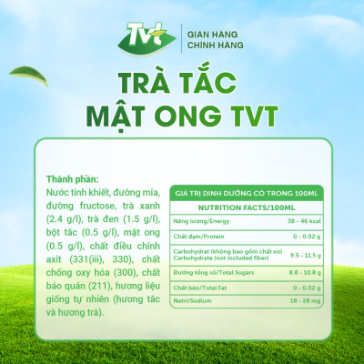 [Combo 12 chai 450ml] Trà Tắc Mật Ong TVT tinh chất trà xanh, mật ong, quả tắc, mát lanh thanh khiết, tốt cho tim mạch