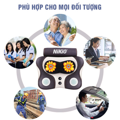 Máy (Gối) Massage Đấm Bóp Cổ Vai Gáy Nikio NK-136AC/DC - Con Lăn 3D Xoa Bóp Chuyên Sâu Kết Hợp Hồng Ngoại Trị Liệu Đau Mỏi Cổ, Hỗ Trợ Mát Xa Lưng