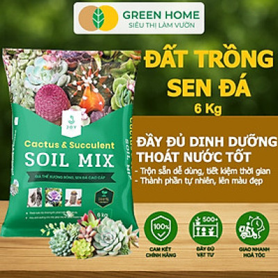 Đất Trồng Sen Đá Greenhome, Soil Mix, Bao 6kg, Trộn Sẵn, 85% Đá Khoáng, Phát Rễ Nhanh, Lên Màu Nhanh, Thoát Nước Tốt