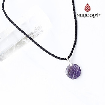Mặt dây chuyền hoa mẫu đơn thạch anh tím mệnh hỏa. thổ - Ngọc Quý Gemstones